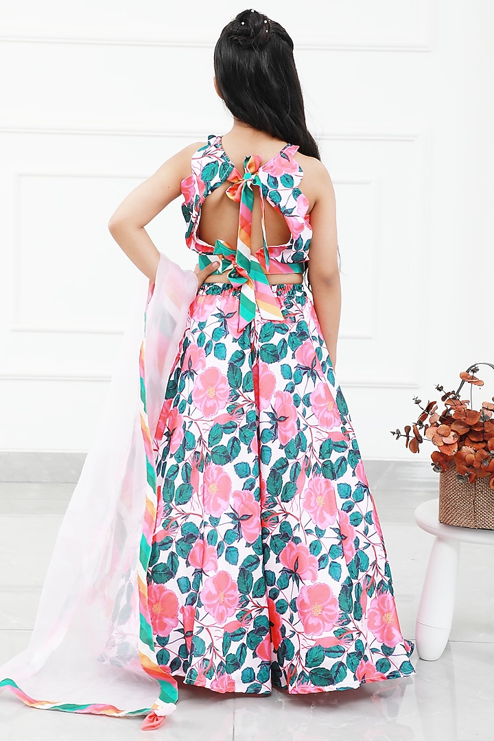 Multi-Colored Modal Satin Floral Printed Lehenga Set For Girls by Kirti Agarwal Pret n Couture at Pernia's Pop Up Shop