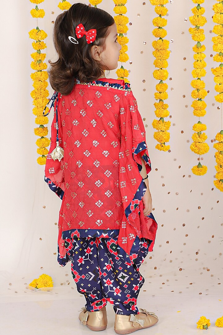 Blue Cotton Satin & Georgette Printed Dhoti Set For Girls by Kirti Agarwal Pret n Couture at Pernia's Pop Up Shop
