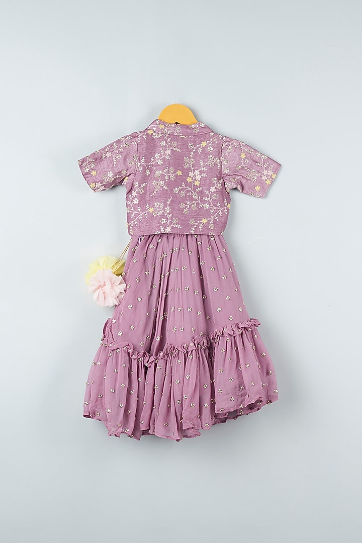 Lavender Embroidered Lehenga Set For Girls by Kirti Agarwal Pret n Couture at Pernia's Pop Up Shop