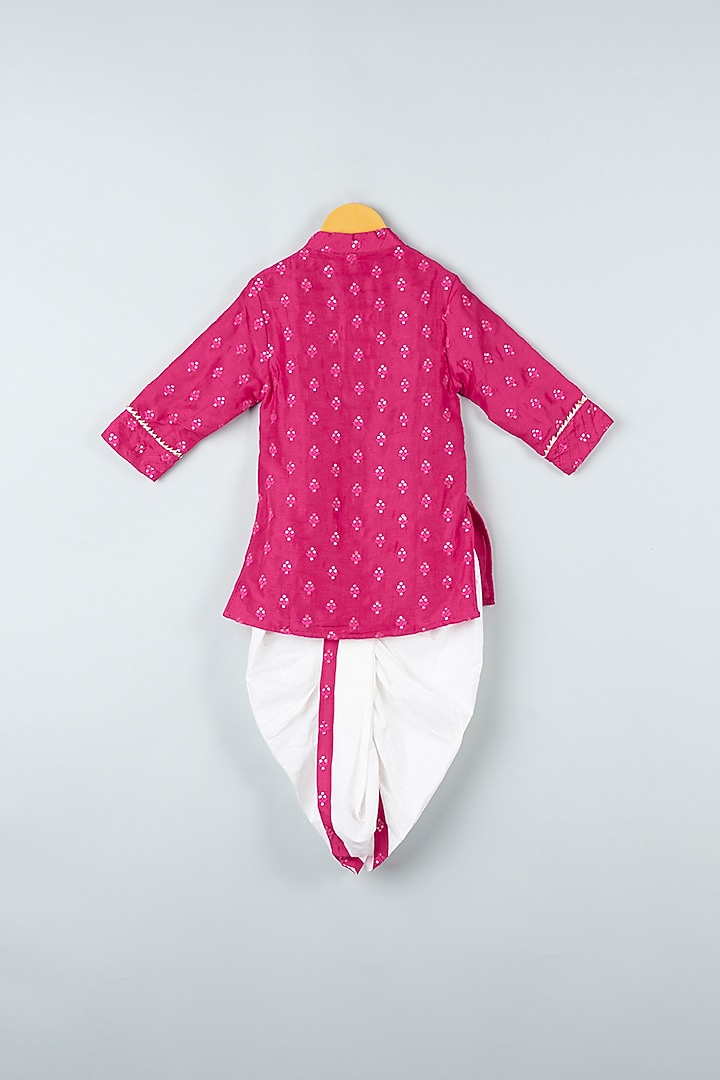 Fuchsia Embroidered Kurta Set For Boys by Kirti Agarwal Pret n Couture at Pernia's Pop Up Shop