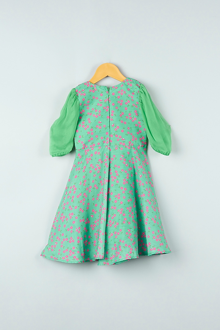 Aqua Green Printed & Embroidered Jumpsuit With Sling Bag For Girls by Kirti Agarwal Pret n Couture at Pernia's Pop Up Shop