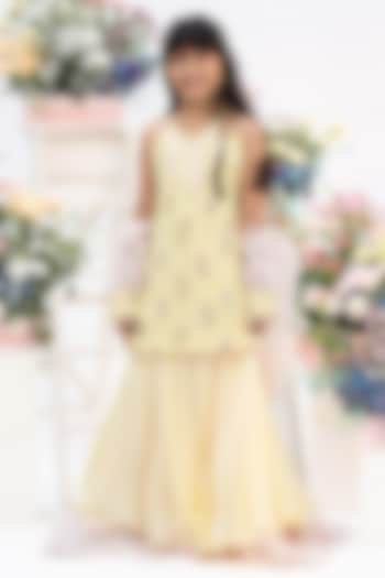 Yellow Georgette Flared Sharara Set For Girls by Kirti Agarwal Pret n Couture at Pernia's Pop Up Shop