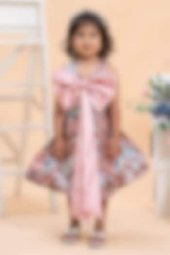 Pink & Blue Jacquard Embroidered Dress For Girls by Kirti Agarwal Pret n Couture at Pernia's Pop Up Shop