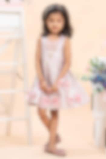 Pink Satin & Jacquard Embroidered Dress For Girls by Kirti Agarwal Pret n Couture at Pernia's Pop Up Shop