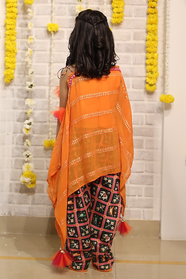 Orange Georgette & Silk Embroidered Cape Set For Girlss by  Kirti Agarwal Pret n Couture at Pernia's Pop Up Shop