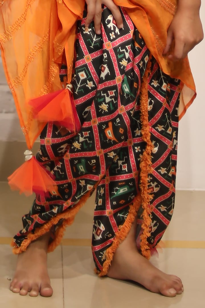 Orange Georgette & Silk Embroidered Cape Set For Girlss by  Kirti Agarwal Pret n Couture at Pernia's Pop Up Shop