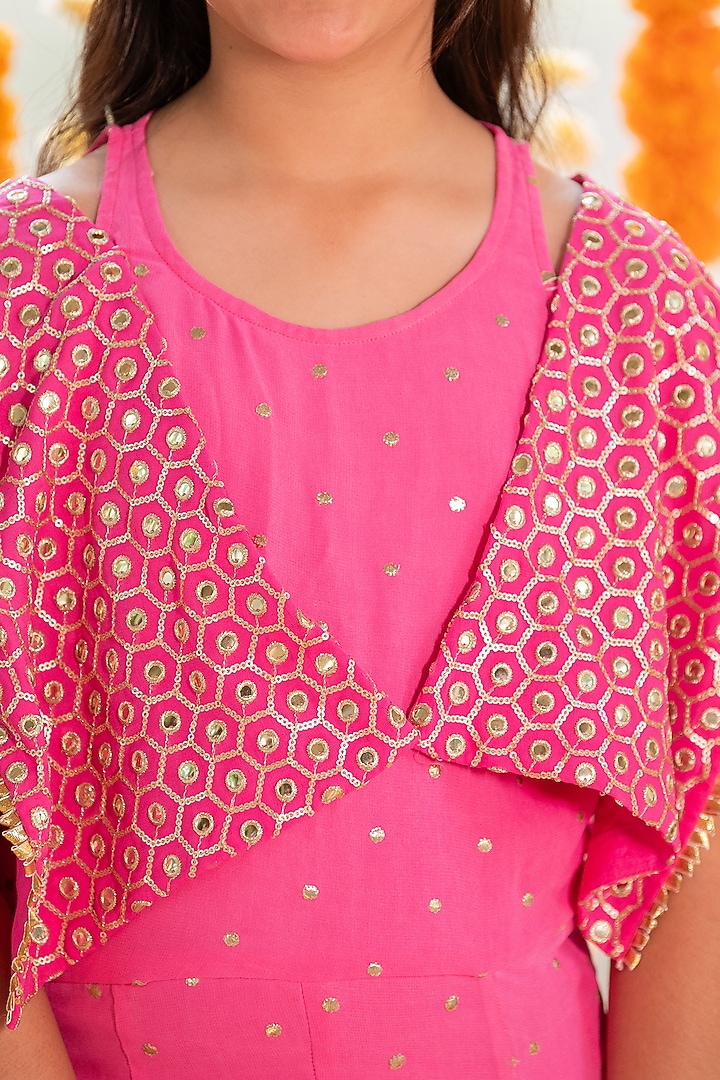 Pink Georgette Embroidered Jumpsuit With Shrug For Girls by  Kirti Agarwal Pret n Couture at Pernia's Pop Up Shop