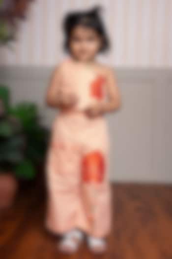 Orange Pure Cotton Embellished Co-Ord Set For Girls by Kirti Agarwal Pret n Couture at Pernia's Pop Up Shop