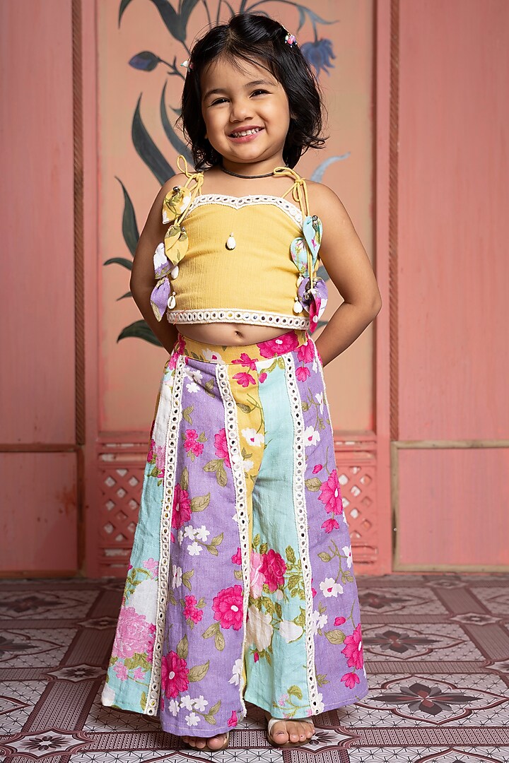 Multi-Colored Pure Linen Printed & Embroidered Co-ord Set by Kirti Agarwal Pret n Couture at Pernia's Pop Up Shop