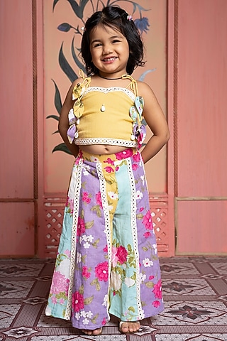 Multi-Colored Pure Linen Printed & Embroidered Co-ord Set by Kirti Agarwal Pret n Couture
