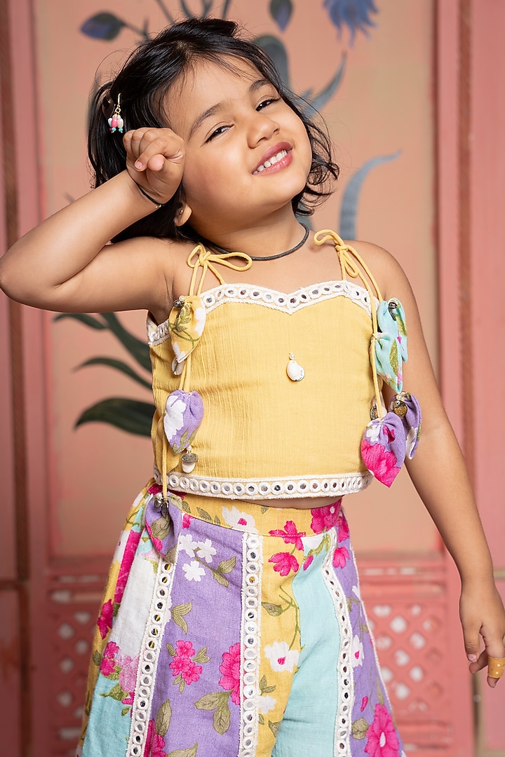 Multi-Colored Pure Linen Printed & Embroidered Co-ord Set by Kirti Agarwal Pret n Couture at Pernia's Pop Up Shop