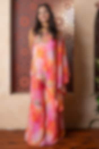 Multi-Colored Satin Organza Crepe Printed & Organza Sharara Set For Girls by Kirti Agarwal Pret n Couture at Pernia's Pop Up Shop