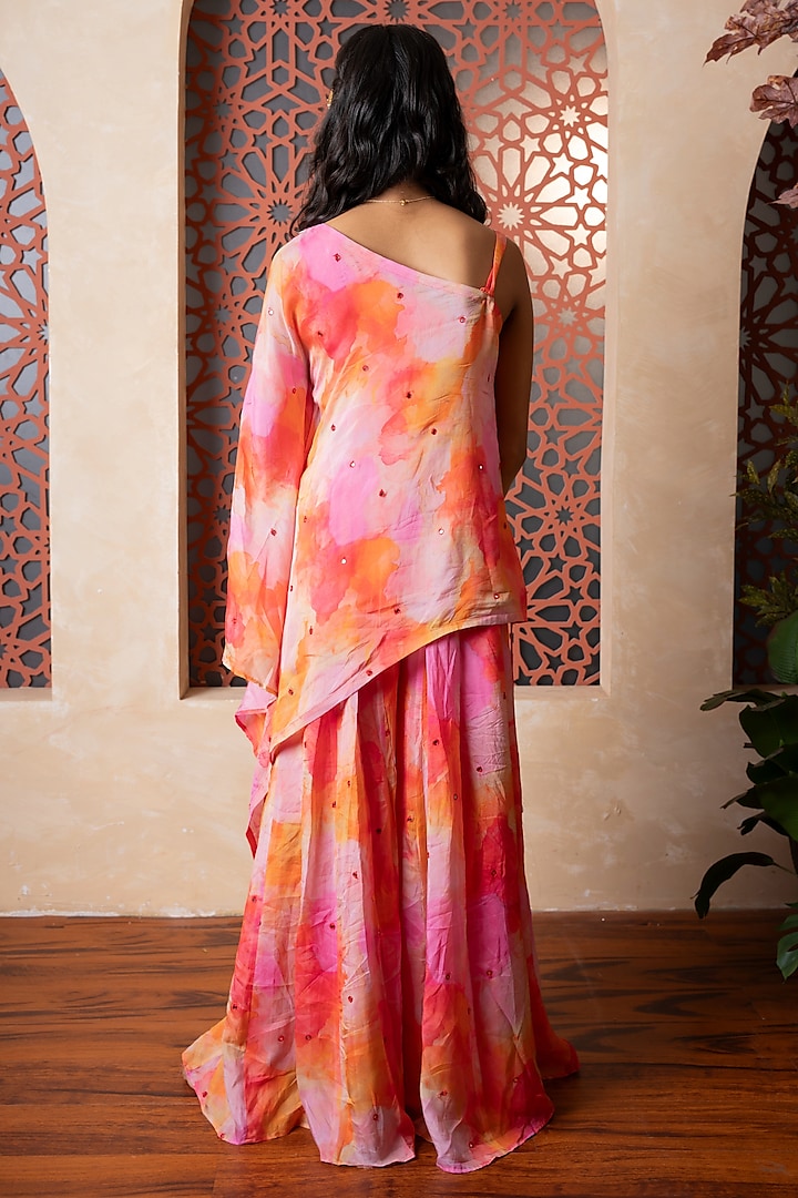 Multi-Colored Satin Organza Crepe Printed & Organza Sharara Set For Girls by Kirti Agarwal Pret n Couture at Pernia's Pop Up Shop