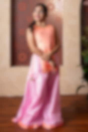 Orange Pure Silk Hand Embroidered Kurta Set For Girls by Kirti Agarwal Pret n Couture at Pernia's Pop Up Shop