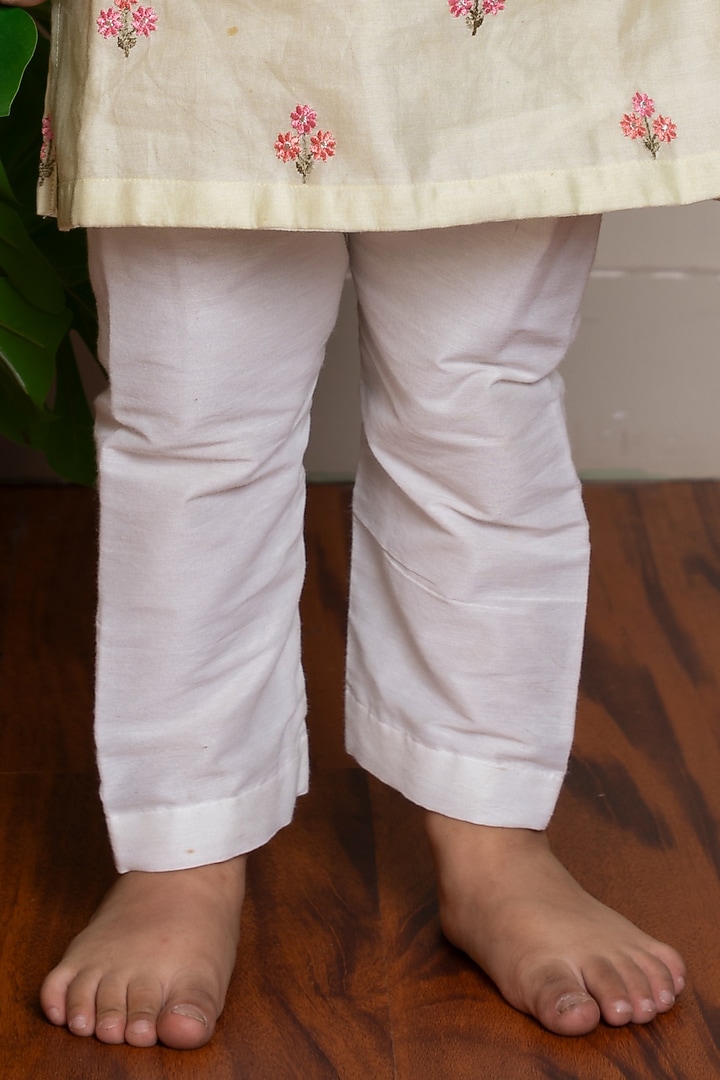 Yellow Pure Chanderi Silk & Cotton Silk Embroidered Kurta Set For Boys by Kirti Agarwal Pret n Couture at Pernia's Pop Up Shop