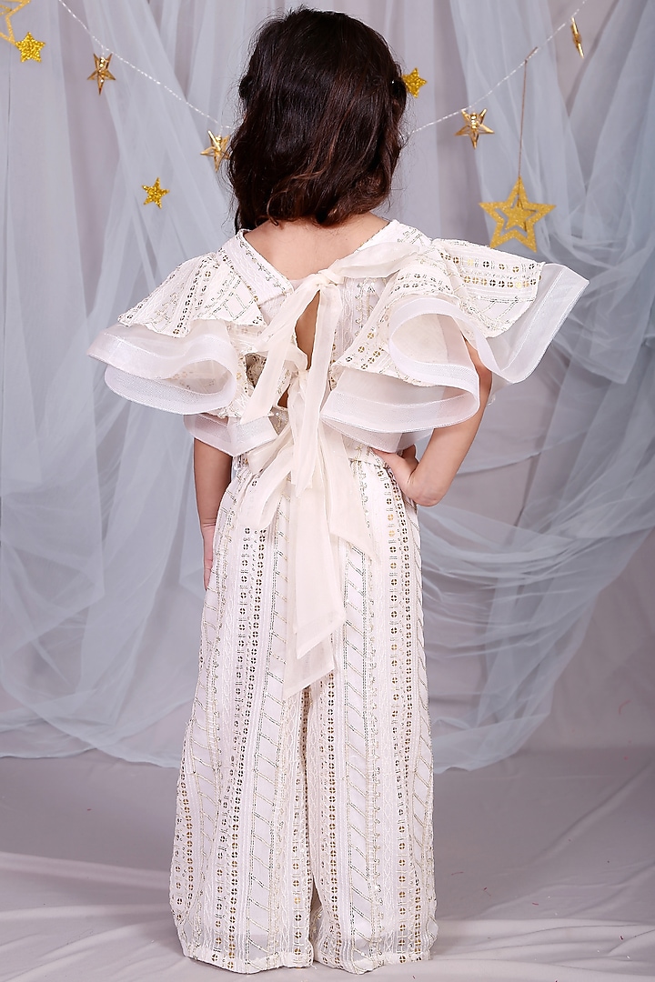 Off White Lucknowi Sharara Set For Girls by Kirti Agarwal Pret n Couture at Pernia's Pop Up Shop