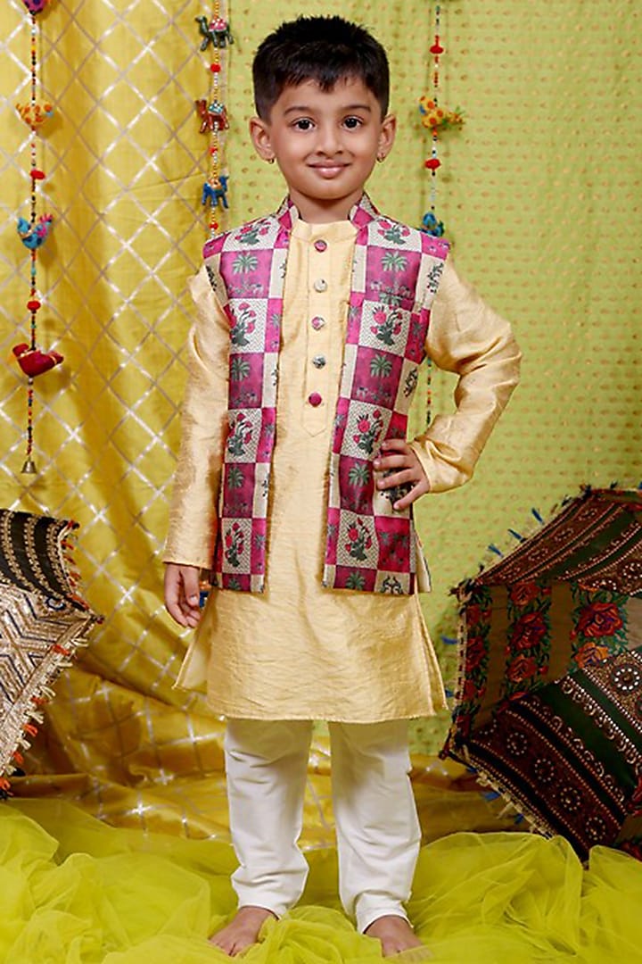 Multi Colored Printed Jacket Set For Boys by Kirti Agarwal Pret n Couture