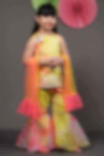 Multi Colored Silk Sharara Set For Girls by Kirti Agarwal Pret n Couture at Pernia's Pop Up Shop