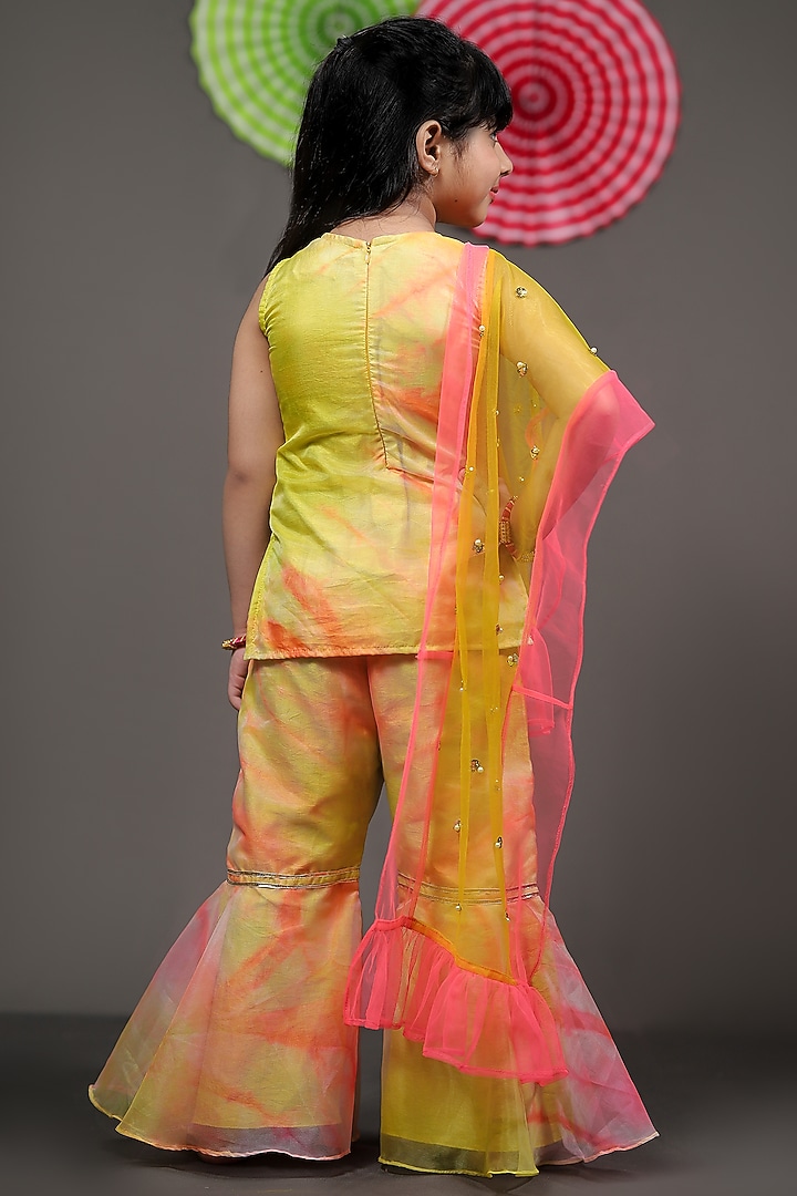 Multi Colored Silk Sharara Set For Girls by Kirti Agarwal Pret n Couture at Pernia's Pop Up Shop