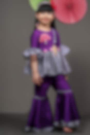 Purple Silk Sharara Set For Girls by  Kirti Agarwal Pret n Couture