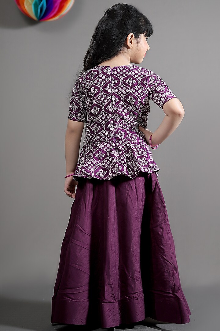 Purple Silk Lehenga Set For Girls by  Kirti Agarwal Pret n Couture at Pernia's Pop Up Shop