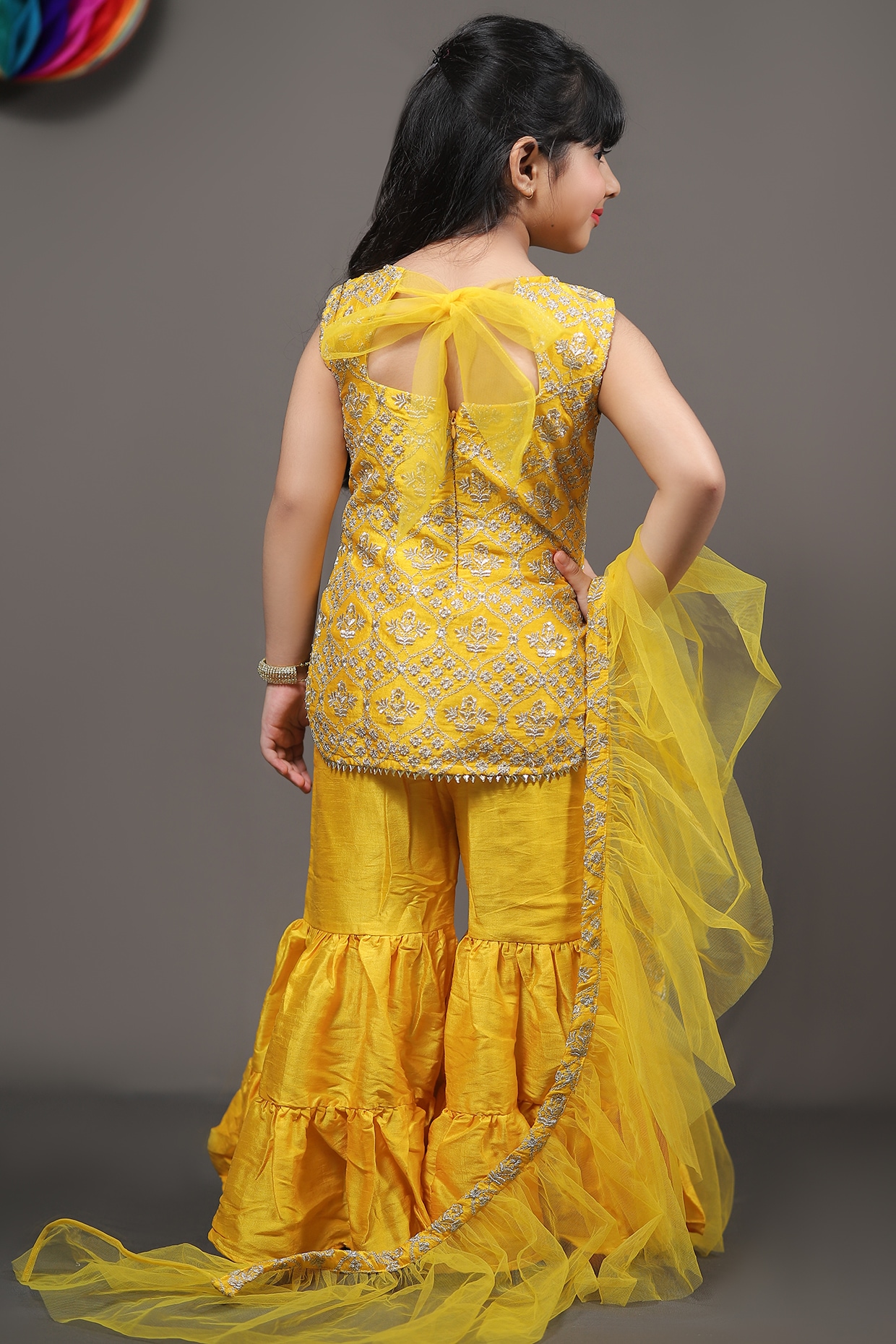 Mustard Designer Embroidered Silk Wedding Sharara Suit | Wedding sharara,  Embroidered silk, Sharara