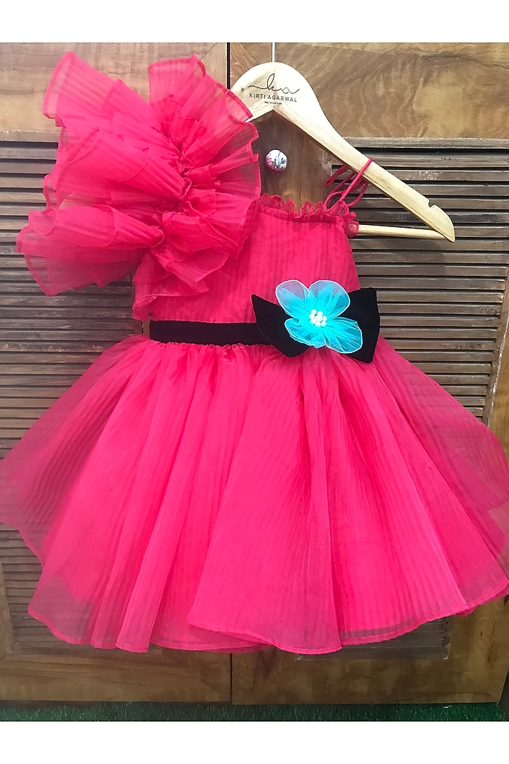 Red One-Shoulder Frock For Girls by Kirti Agarwal Pret n Couture at Pernia's Pop Up Shop