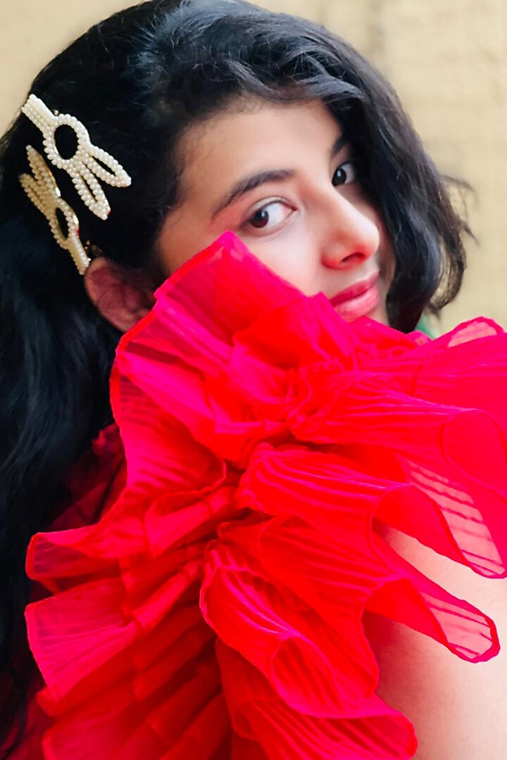 Red One-Shoulder Frock For Girls by Kirti Agarwal Pret n Couture at Pernia's Pop Up Shop