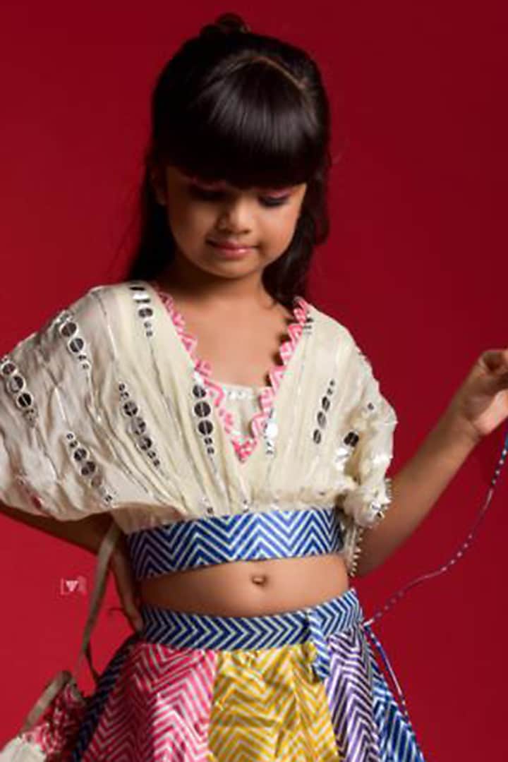 Multi-Colored Embroidered Lehenga Set For Girls by Kirti Agarwal Pret n Couture at Pernia's Pop Up Shop
