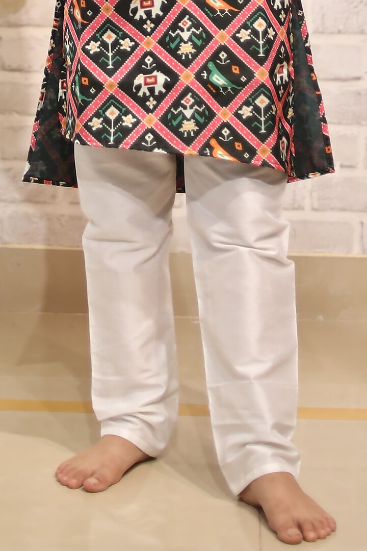 Dark Green Cotton Satin Printed & Embroidered Kurta For Boys by Kirti Agarwal Pret n Couture at Pernia's Pop Up Shop