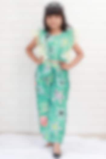 Multi-Colored Linen Pant Set For Girls by  Kirti Agarwal Pret n Couture