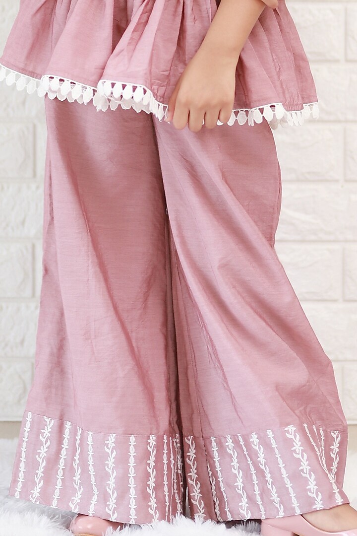Pink Chanderi Pant Set For Girls by Kirti Agarwal Pret n Couture at Pernia's Pop Up Shop