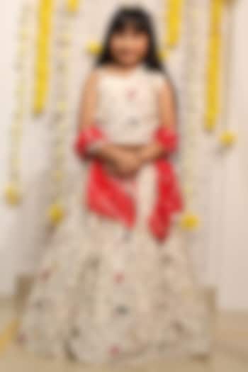 Off-White Embroidered Lehenga Set For Girls by  Kirti Agarwal Pret n Couture