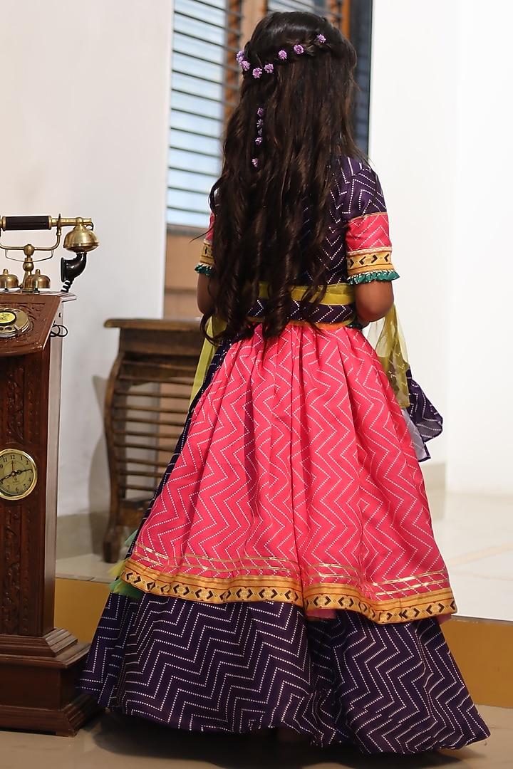 Purple Printed Lehenga Set For Girls by Kirti Agarwal Pret n Couture at Pernia's Pop Up Shop