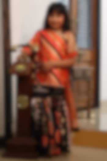 Black Satin Sharara Set For Girls by Kirti Agarwal Pret n Couture at Pernia's Pop Up Shop