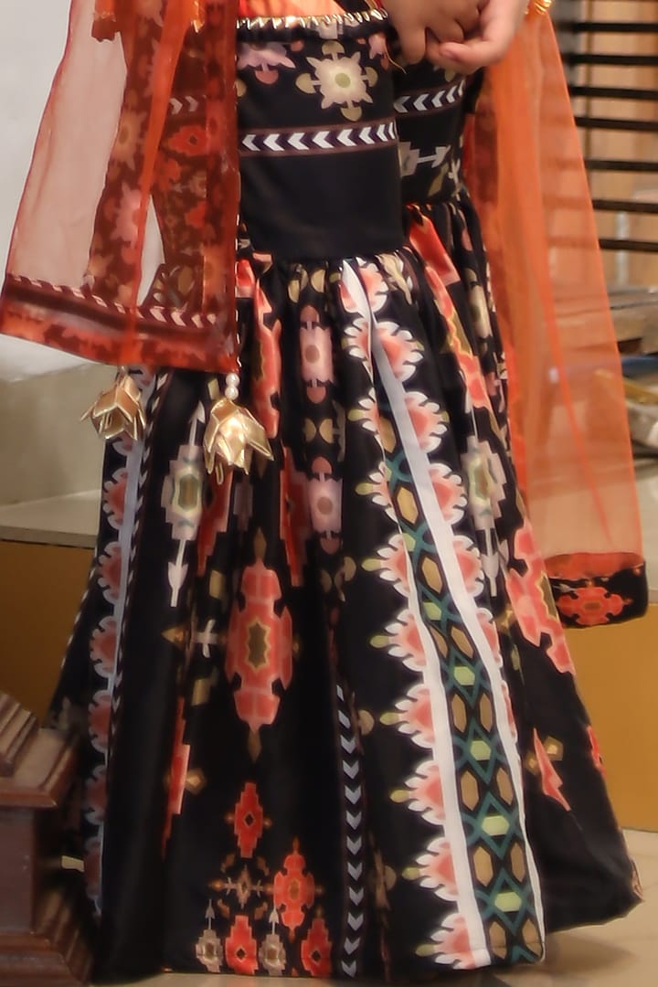 Black Satin Sharara Set For Girls by Kirti Agarwal Pret n Couture at Pernia's Pop Up Shop