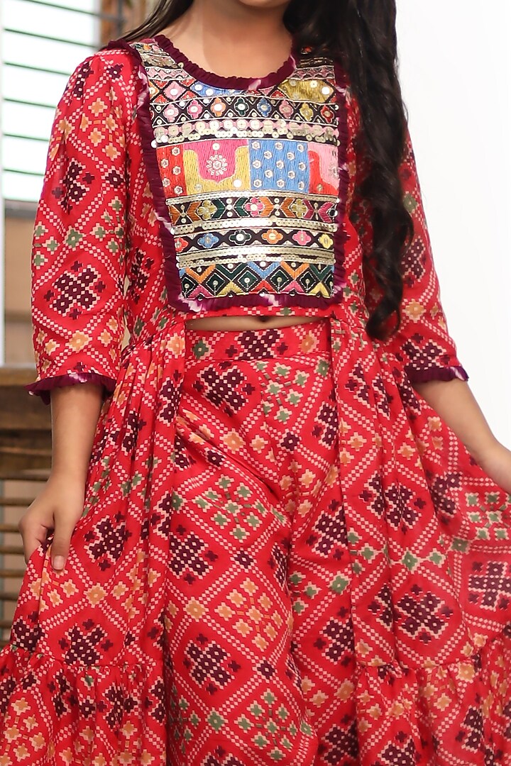 Red Silk Palazzo Pant Set For Girls by Kirti Agarwal Pret n Couture at Pernia's Pop Up Shop