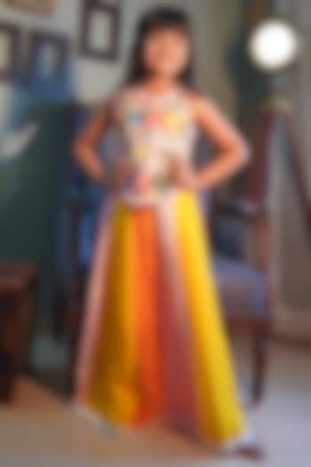Multi-Colored Georgette Palazzo Pant Set For Girls by  Kirti Agarwal Pret n Couture