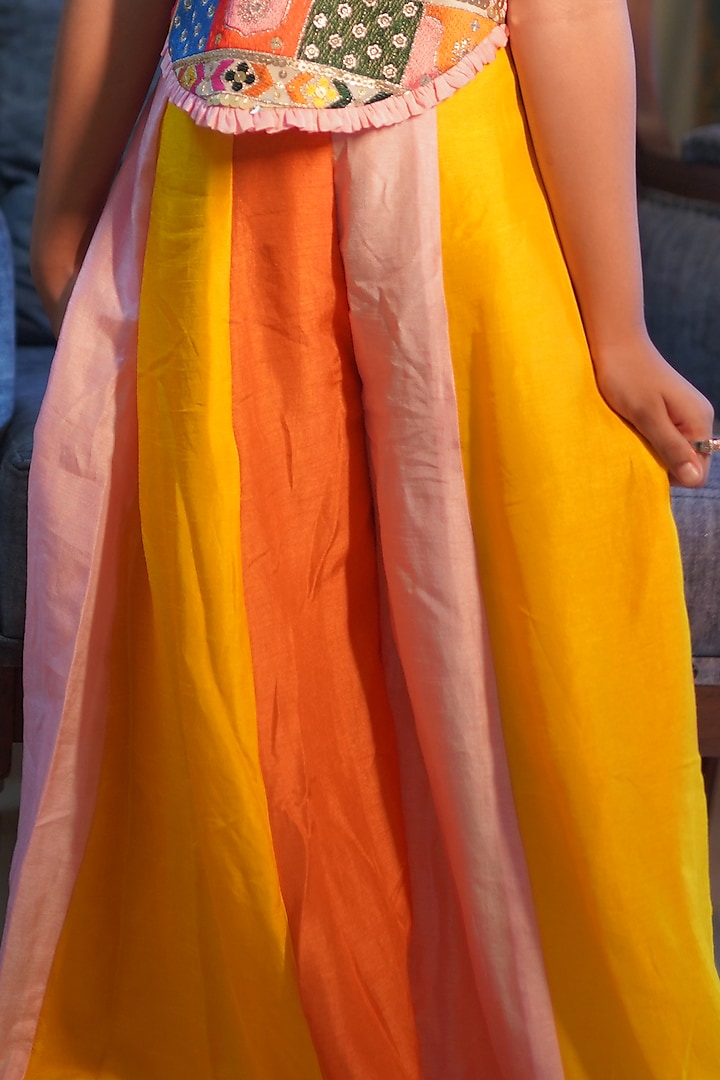 Multi-Colored Georgette Palazzo Pant Set For Girls by Kirti Agarwal Pret n Couture at Pernia's Pop Up Shop