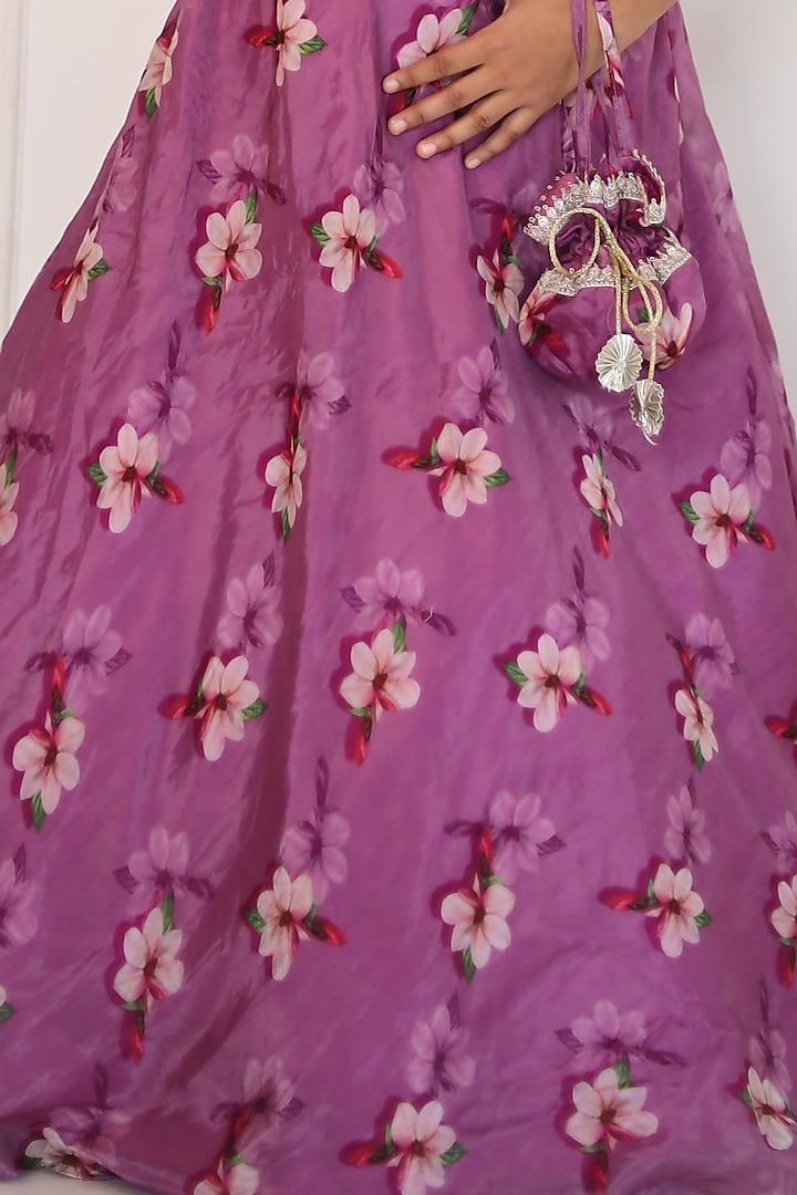 Lavender Printed Lehenga Set For Girls by Kirti Agarwal Pret n Couture at Pernia's Pop Up Shop