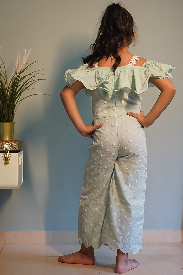 Light Green Embroidered Jumpsuit For Girls by Kirti Agarwal Pret n Couture at Pernia's Pop Up Shop