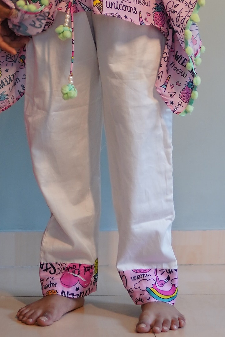 Pink Printed Kaftan Set For Girls by Kirti Agarwal Pret n Couture at Pernia's Pop Up Shop