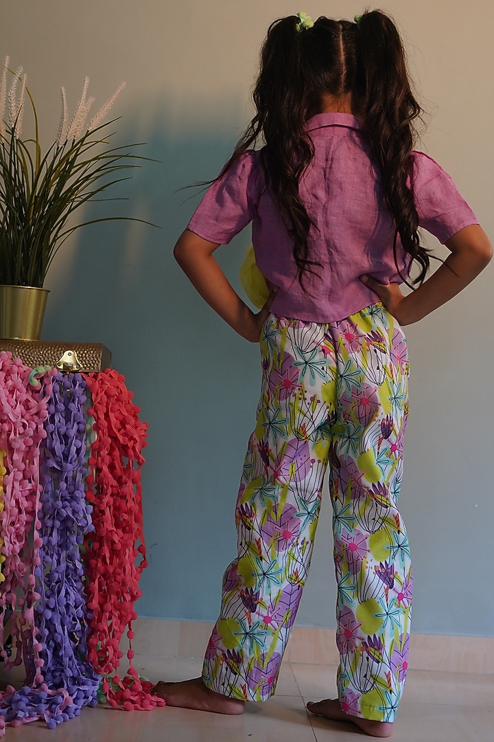 Pink Linen Jacket Set For Girls by Kirti Agarwal Pret n Couture at Pernia's Pop Up Shop