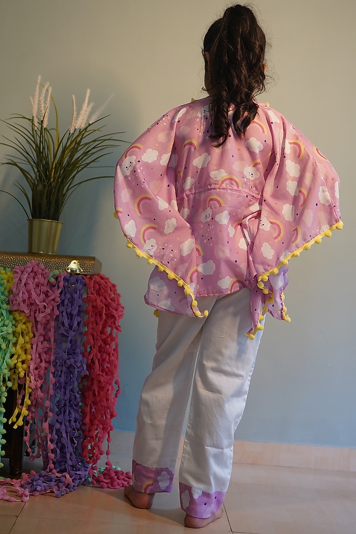 Pink Kaftan Set With Print For Girls by Kirti Agarwal Pret n Couture at Pernia's Pop Up Shop