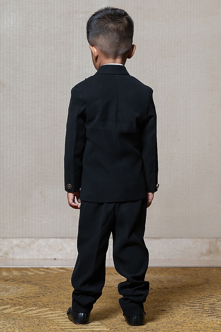 Black Armani Fabric & Giza Cotton Blazer Set For Boys by Kirti Agarwal Pret n Couture at Pernia's Pop Up Shop