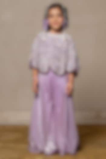 Lilac Pearl Embroidered Cape Set For Girls by Kirti Agarwal Pret n Couture at Pernia's Pop Up Shop