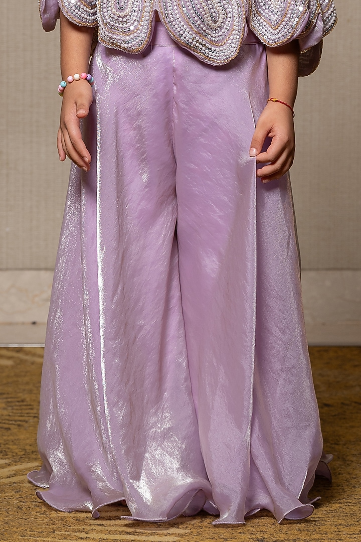 Lilac Pearl Embroidered Cape Set For Girls by Kirti Agarwal Pret n Couture at Pernia's Pop Up Shop