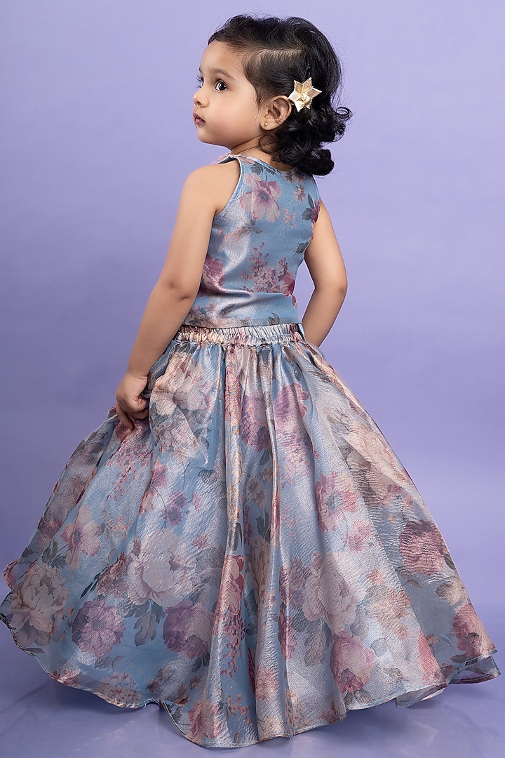 Lavender Tissue Organza Printed Lehenga Set For Girls by Kirti Agarwal Pret n Couture at Pernia's Pop Up Shop
