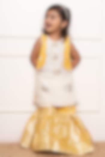 Yellow Chanderi Silk Sharara Set For Girls by  Kirti Agarwal Pret n Couture at Pernia's Pop Up Shop