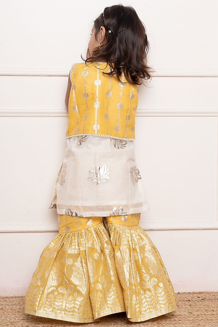 Yellow Chanderi Silk Sharara Set For Girls by Kirti Agarwal Pret n Couture at Pernia's Pop Up Shop